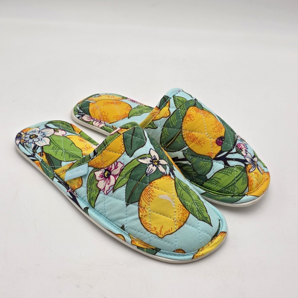 Vera Bradley Quilted Travel Slippers Lemon Grove Soft‎ Size Small 5/6 slip on